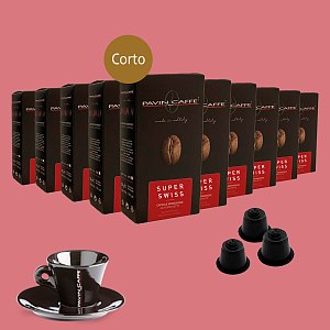 Details: 100 Kapseln* Super Swiss Corto - Pavin Caffè *Nespresso tauglich 0.245/Kapsel + 1 Espresso Tasse gratis